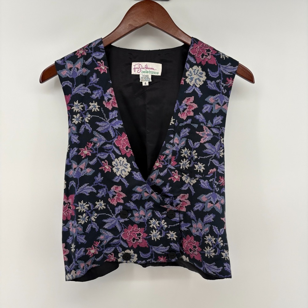 Jane Schaffhausen Floral Tapestry Vest Size 4
